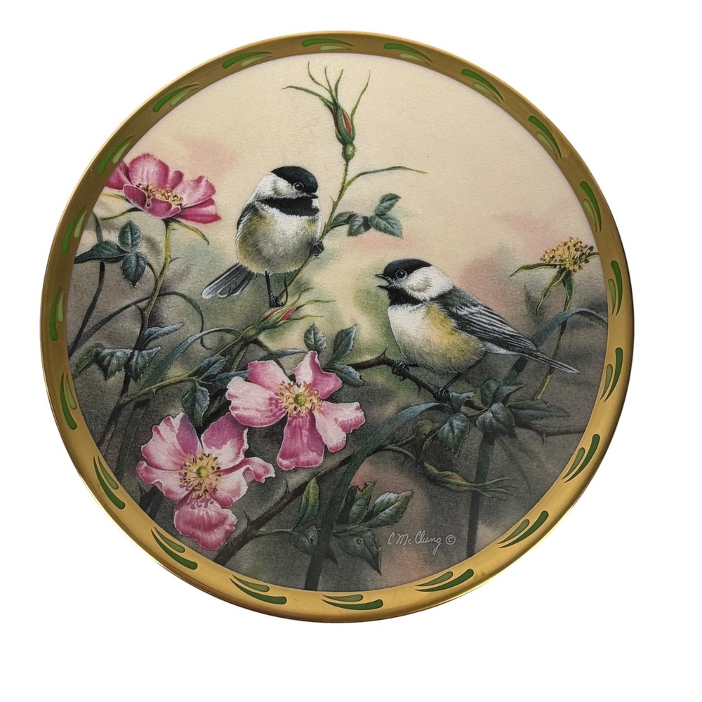 Lenox Rose Morning Catherine McClung Nature's Collage Chickadee Plate 1992 A6862